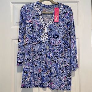 Lilly Pulitzer Kaia Knit Tunic in Iris Blue Namastay in the Jungle